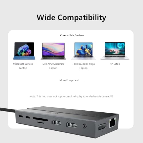 DIKEQINN Docking: 13-in-1 USB C Docking Station Triple 4K – Additional Angle