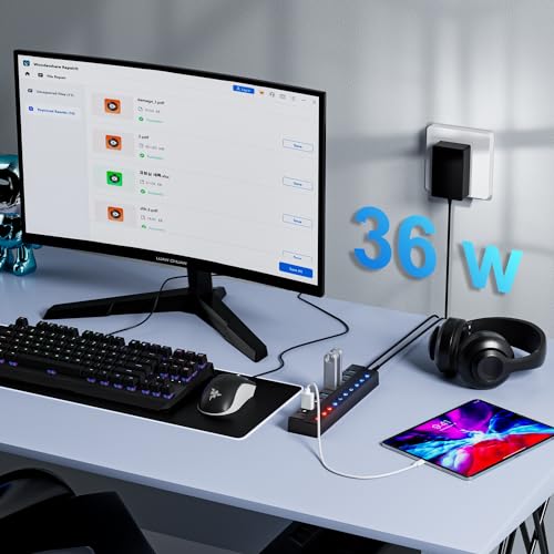 Hub Port: ONFINIO Powered USB Hub 10-Port USB Splitter – Size Reference