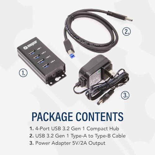 Port Charging: 4-Port USB 3.2 Gen 1 Mountable Charging Hub – Back View
