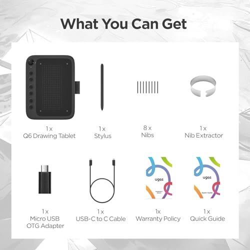 Drawing Tablet: UGEE Q6 6.5x4 Inch Graphic Tablet with 6 – Additional Angle