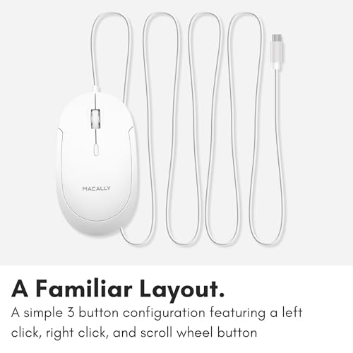 Macally Wired USB C Mouse: Macally UCDYNAMOUSE Type C – Back View