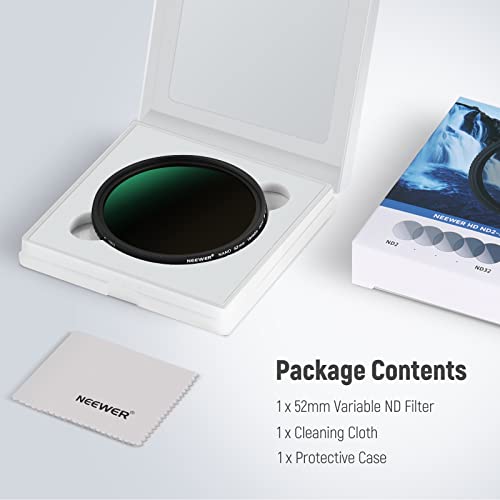 NEEWER 52mm HD Variable ND Filter ND2-ND32 (1-5 Stops) No X – Size Reference