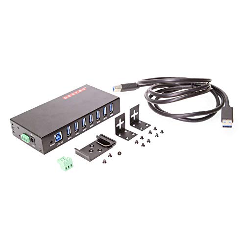 Gearmo 7 Port USB 3.0 Hub: Industrial Grade Rugged Metal – Back View