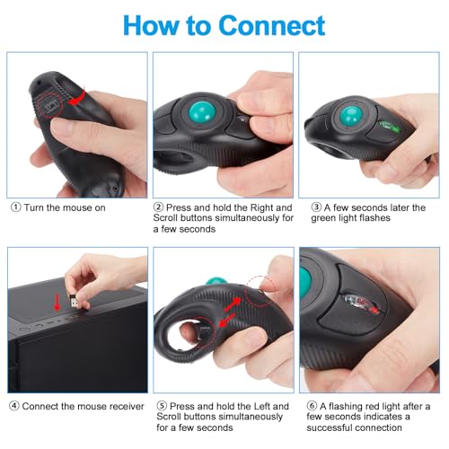 Welspo Handheld: Wireless USB Finger Trackball Mouse with – Additional Angle