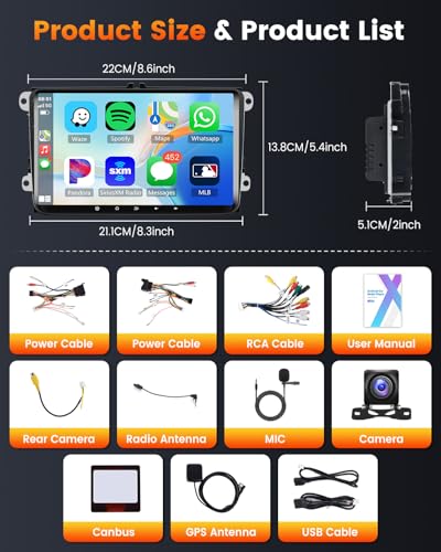2G+64G 9 Inch Android 13 Car Stereo Radio Carplay for VW – Feature Highlight