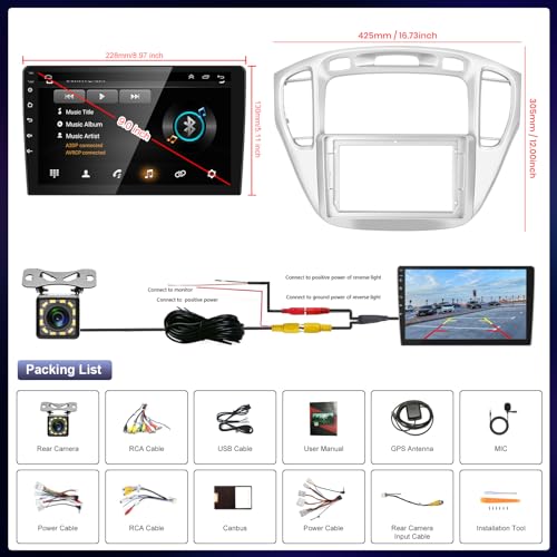 Rimoody Car Radio for Toyota Highlander 2000 2001 2002 2003 – Size Reference