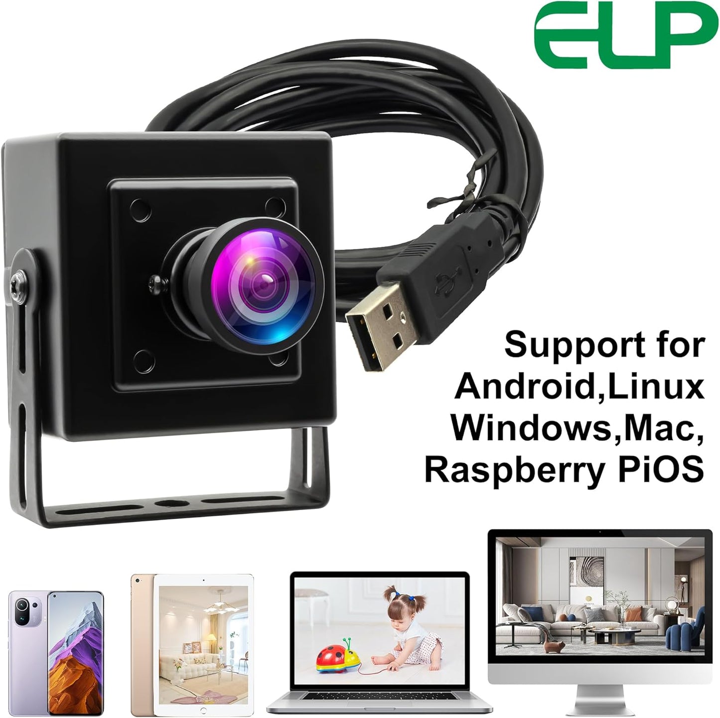 ELP 16MP Wide Angle USB Camera for Raspberry Pi & Computer – Back View