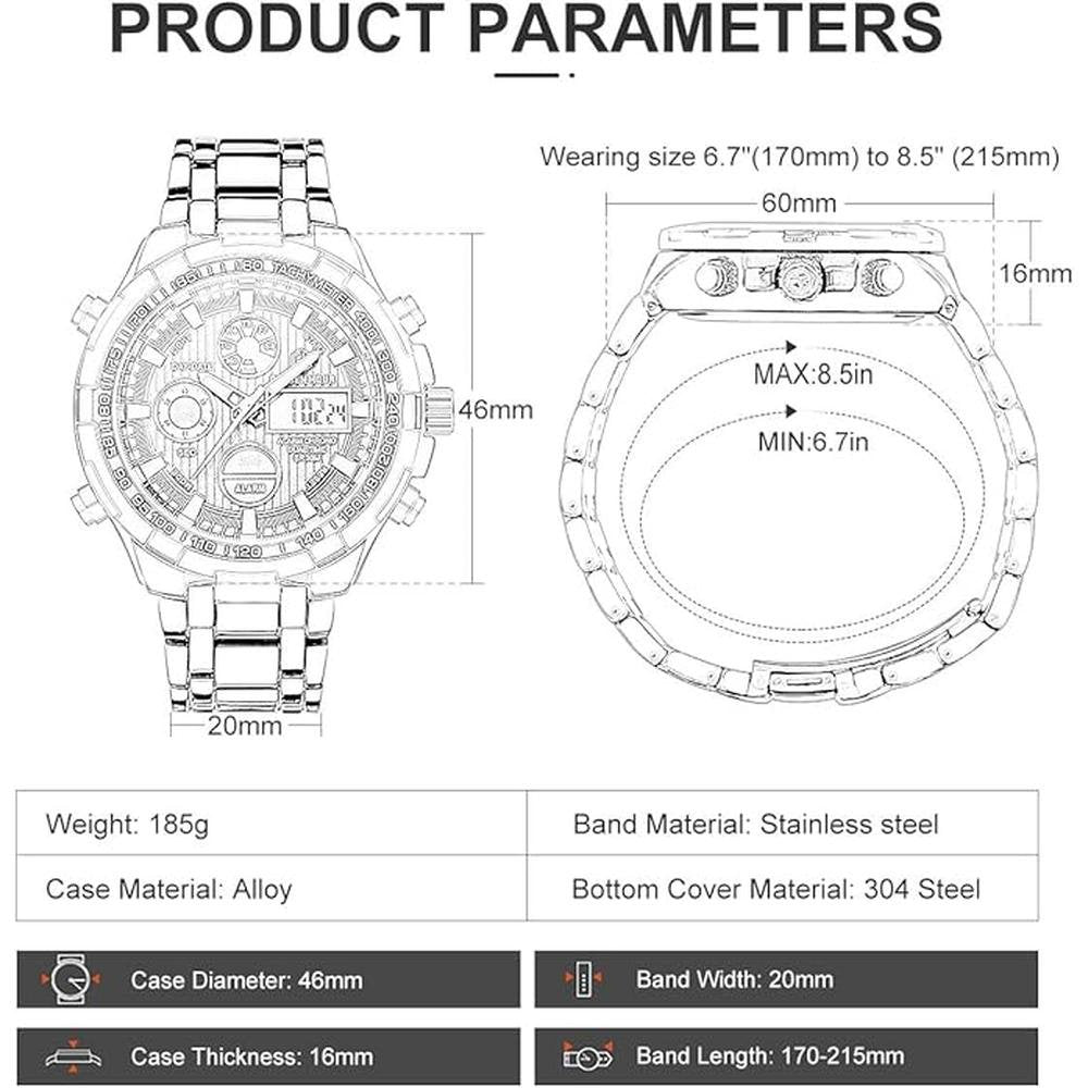Golden Hour: Luxury Stainless Steel Analog Digital Watches – Packaging