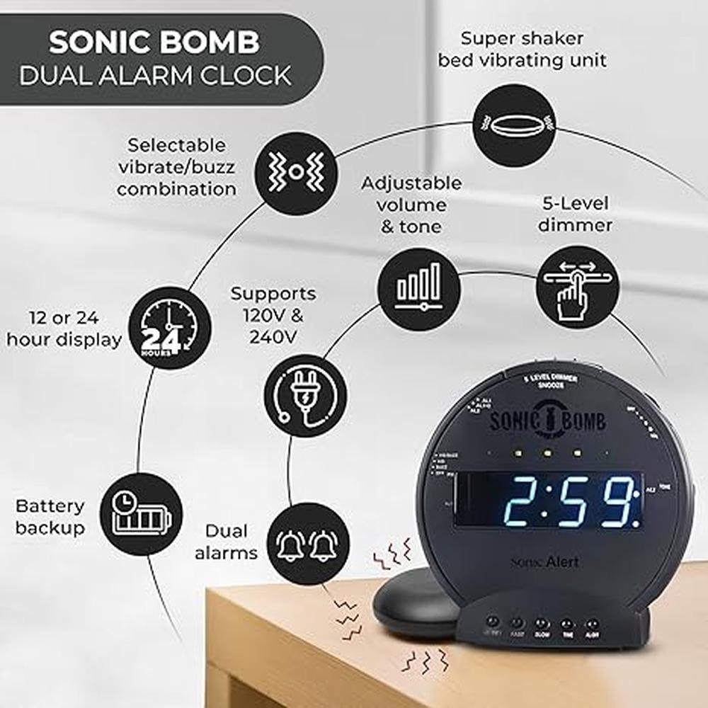 Sonic Alarm: Sonic Alert Sonic Bomb Dual Alarm Clock with – Packaging