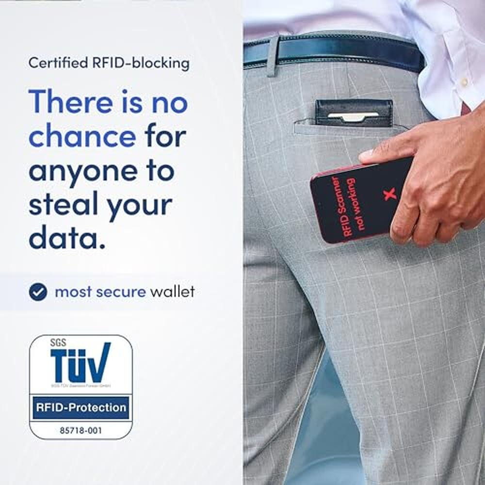 TRAVANDO Mens Slim Wallet: Austin RFID Blocking Bifold – Packaging