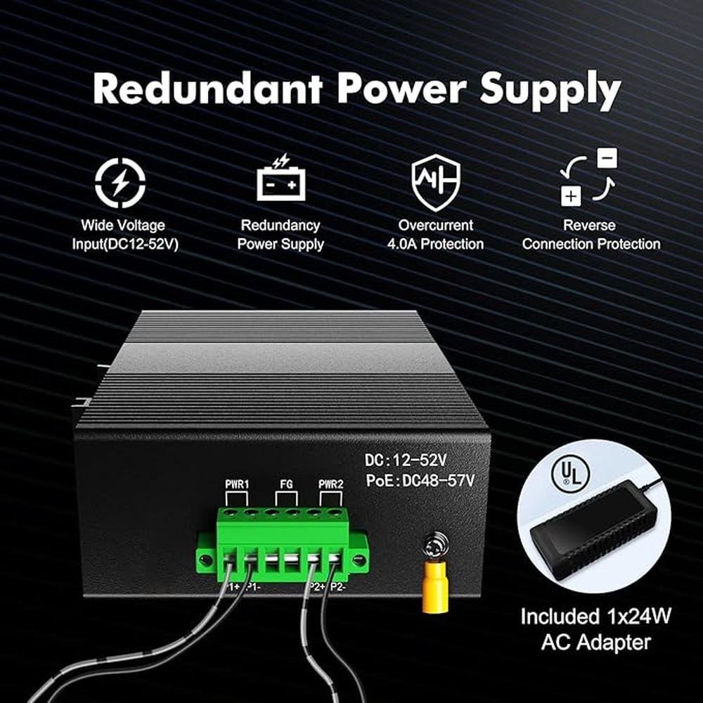 MokerLink 5 Port Industrial DIN-Rail Network Switch – Packaging