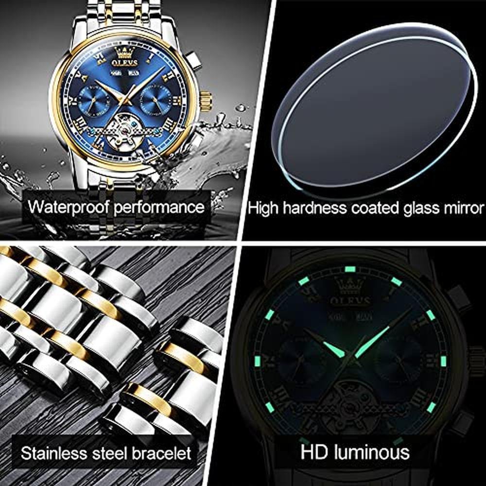 OLEVS Mens Watch Automatic Blue Dial Luxury Fancy Watches – Packaging