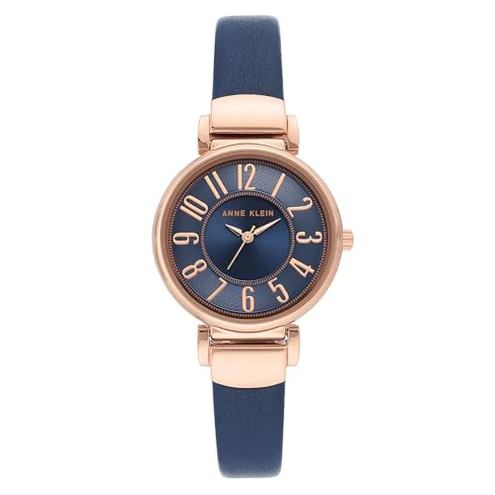Exclusive Anne Klein Women's Easy-to-Read Navy Leather – Front View