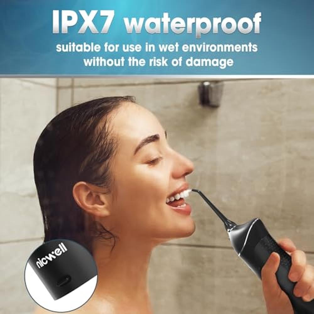 Nicwell Water Dental Flosser: Cordless Portable 4 Modes – Packaging