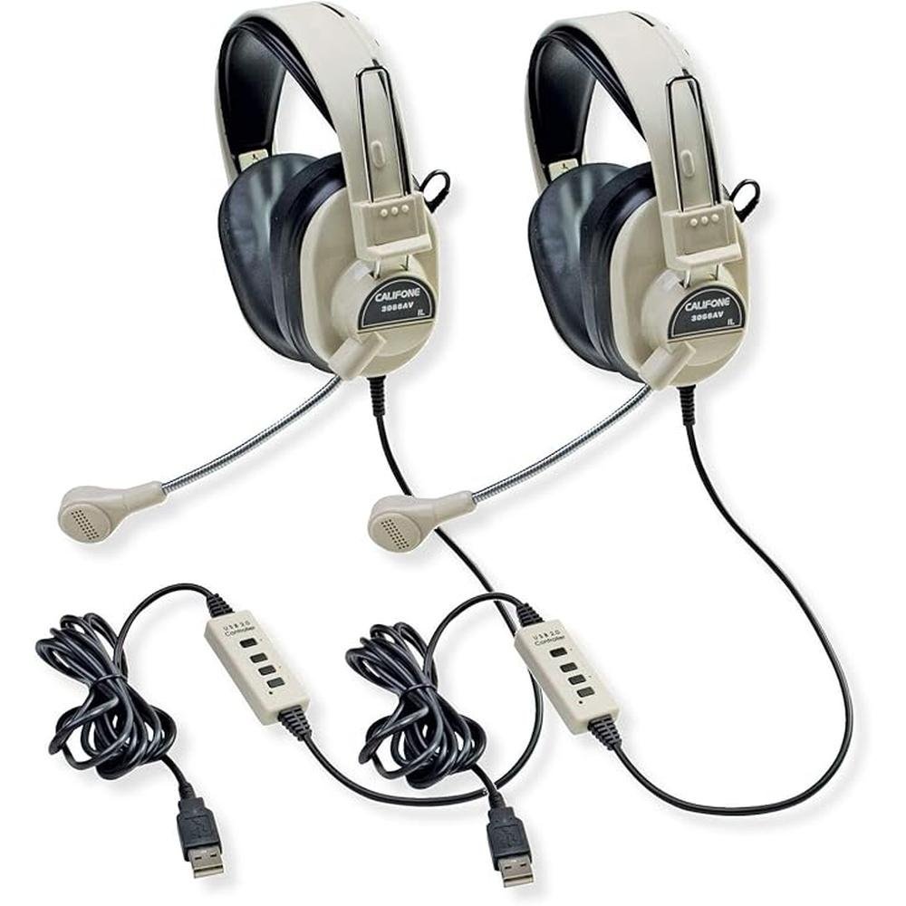 Califone 3066-USB Deluxe Multimedia Stereo Headset with USB – Front View