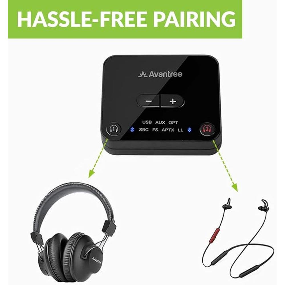 Avantree D4169 Dual Wireless Headphones & Earbuds Set for – Packaging