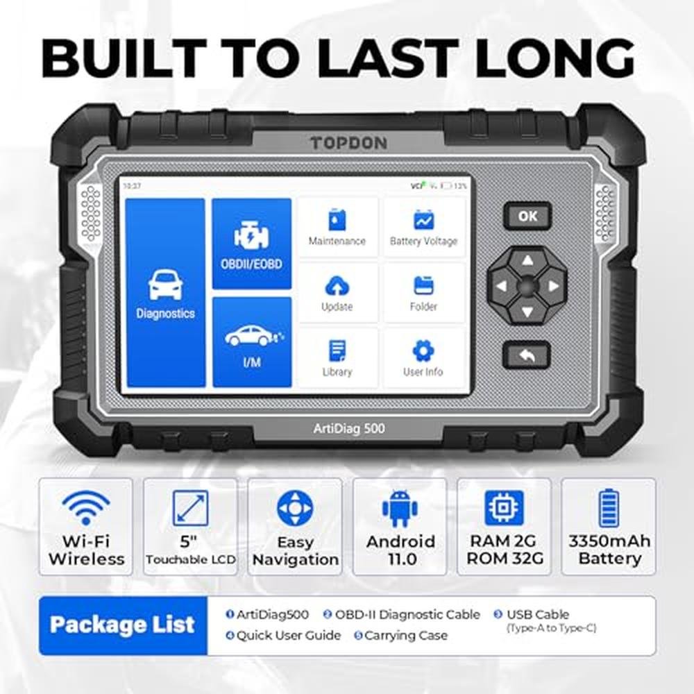 OBD2 Scanner TOPDON AD500: Oil SAS Throttle TPMS BMS EPB – Packaging