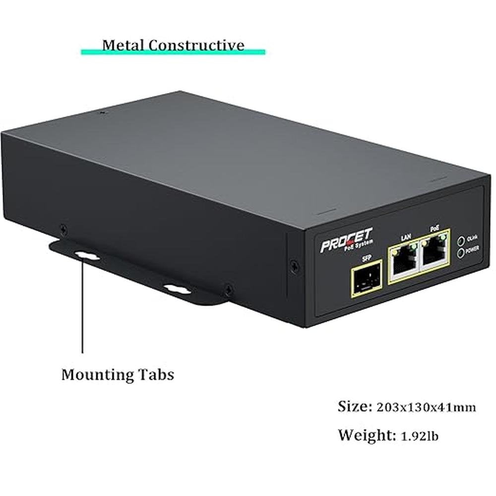 PROCET SFP Fiber PoE Injector PoE++ up to 95W Gigabit – Packaging