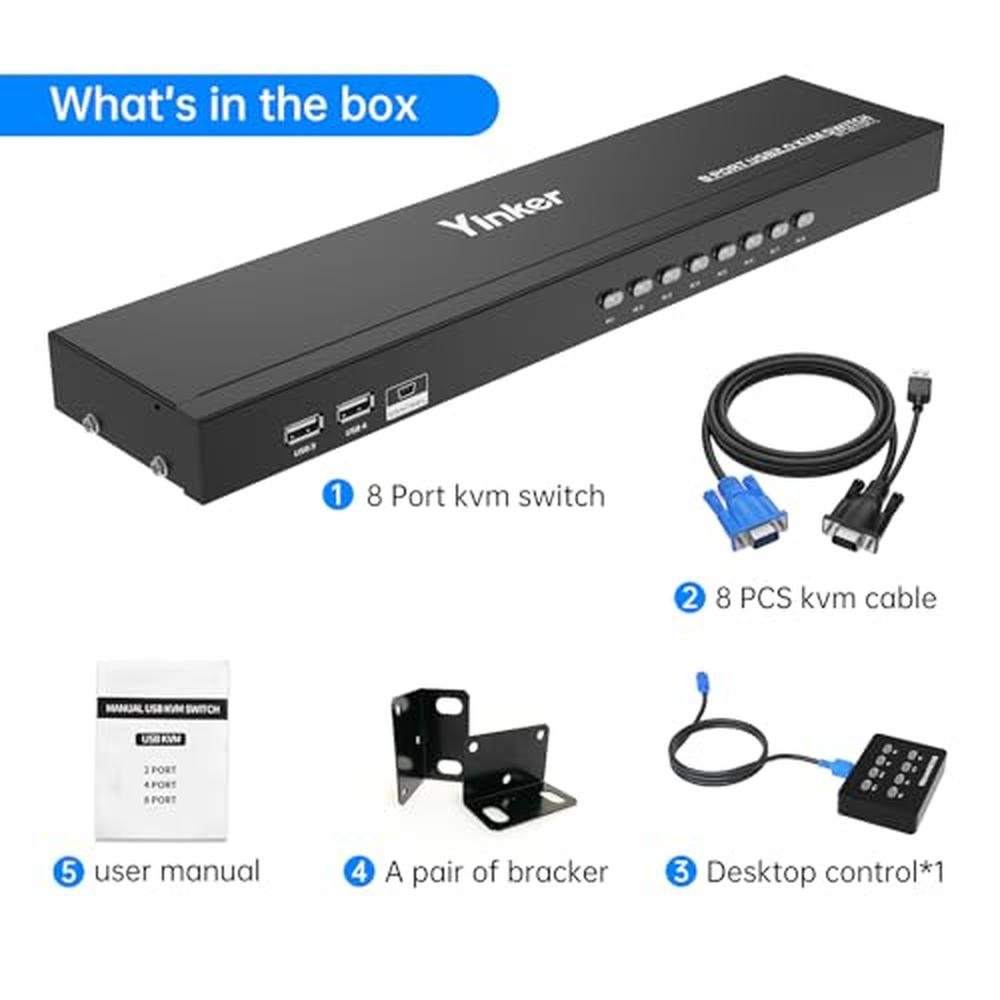 KVM Yinker: Yinker VGA KVM 8 Port Rackmount Switch – Packaging