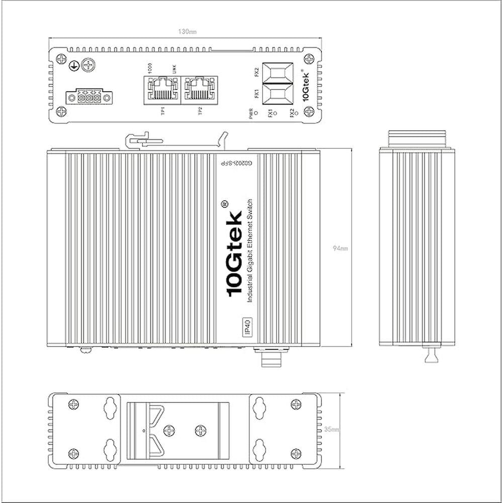 Industrial IP40: 4-Port Gigabit Ethernet Switch (w/20-km – Packaging