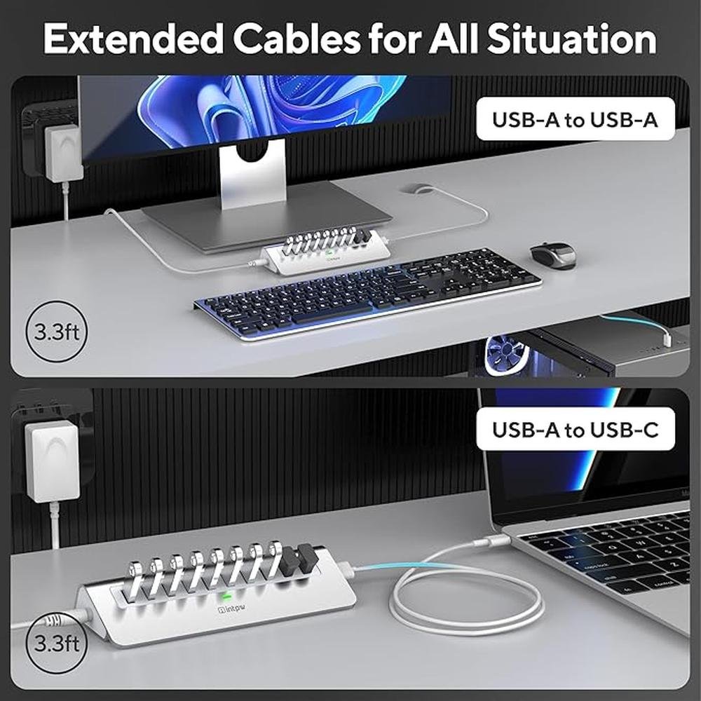 Powered USB Hub: intpw 10 Port USB 3.1 Hub with 10Gbps Data – Packaging