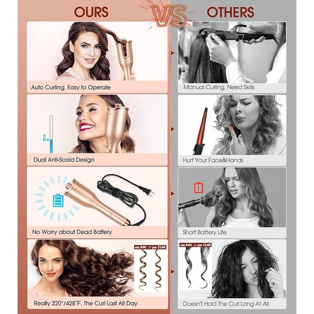 Curling Iron: Follexmoe Automatic Hair Curler 1 Inch Large – Packaging