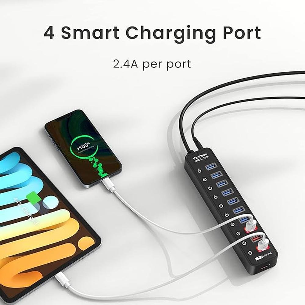 Powered USB 3.0 hub: 11-Port USB Hub Splitter Extension 7 – Packaging