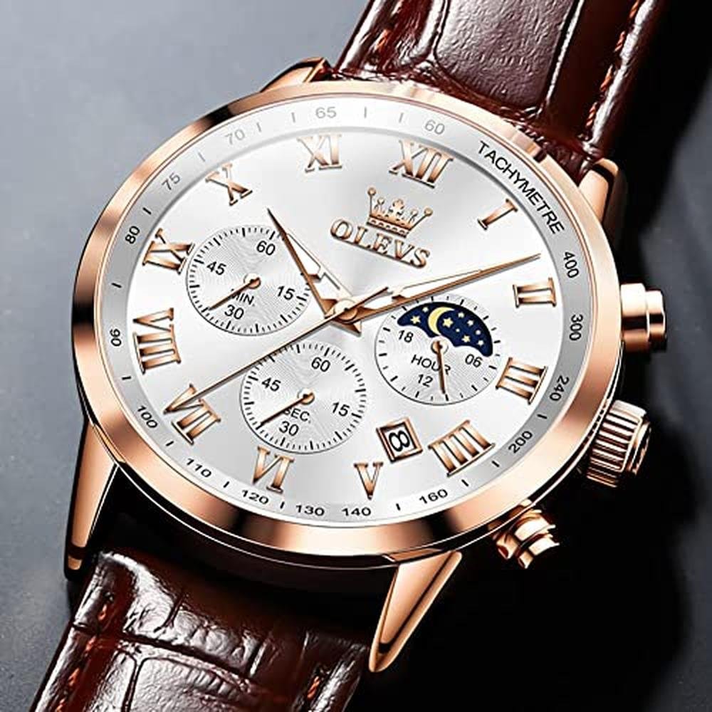 OLEVS Mens Watches: Luxury Leather Chronograph – Packaging