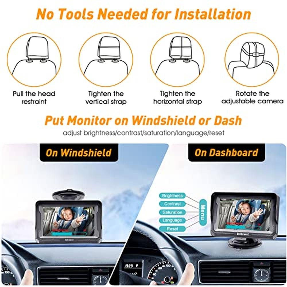 Baby Car Camera HD 1080p Rear Facing Car Baby Monitor with – Packaging