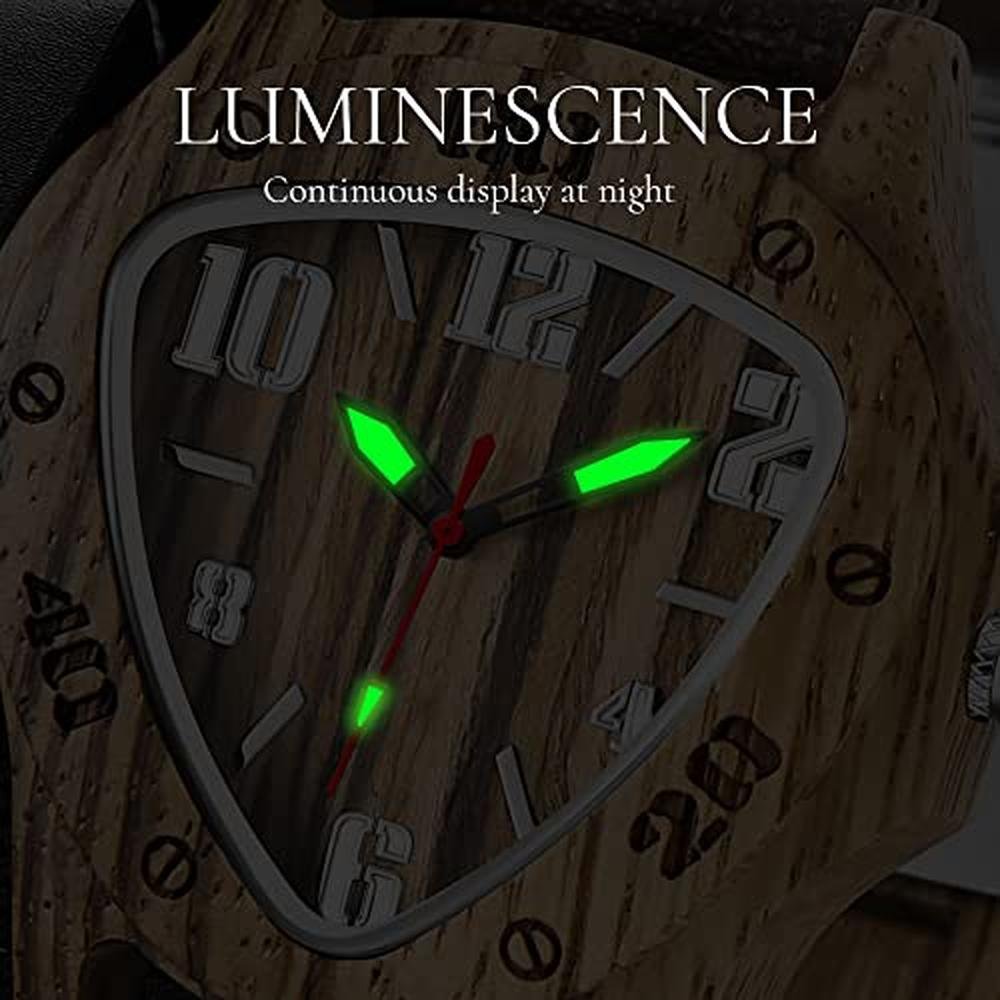 Watches Men: Dentily Men's Wooden Watch Triangle Quartz – Packaging