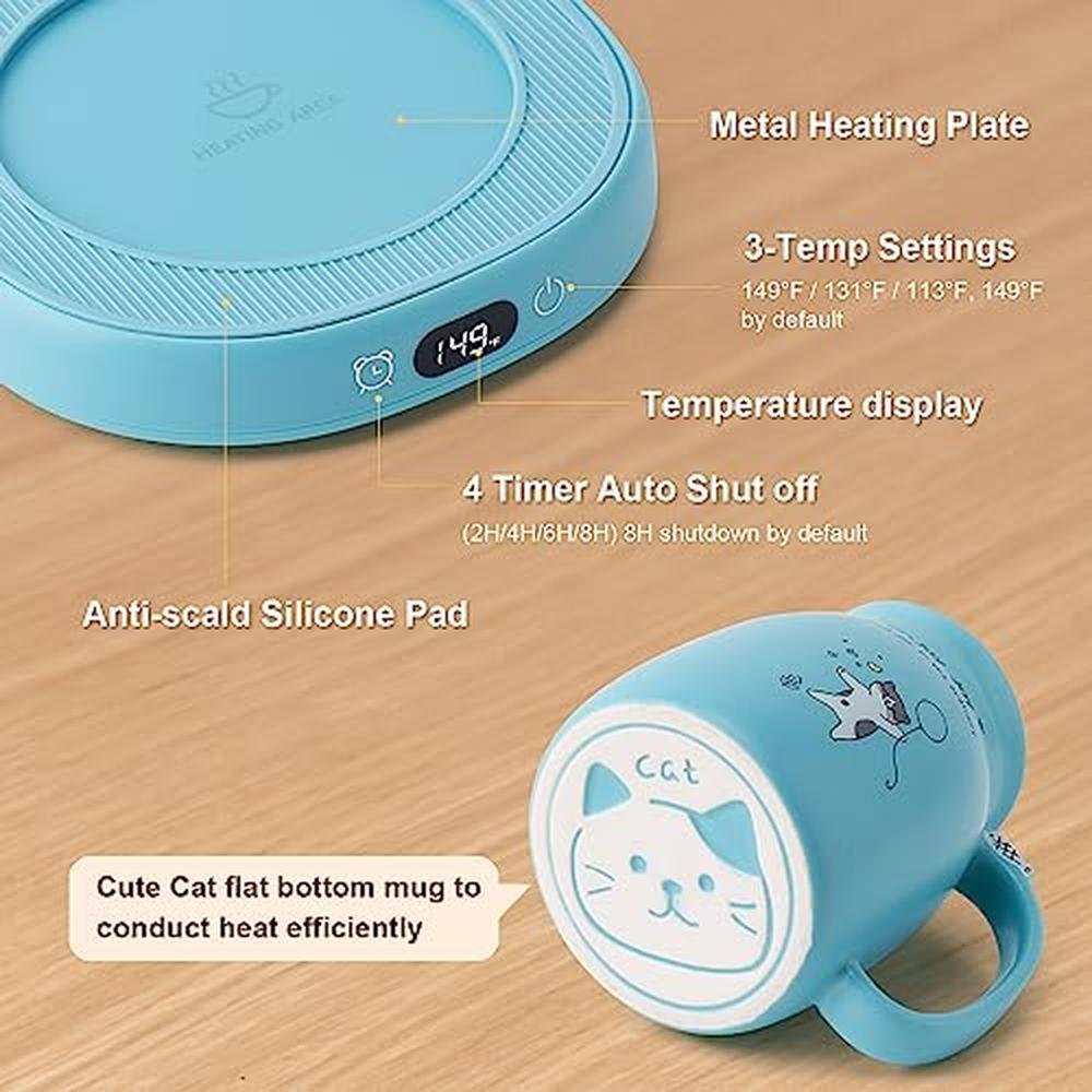 Warmer Coffee: Bsigo Coffee Mug Warmer & Cute Cat Mug Set – Packaging