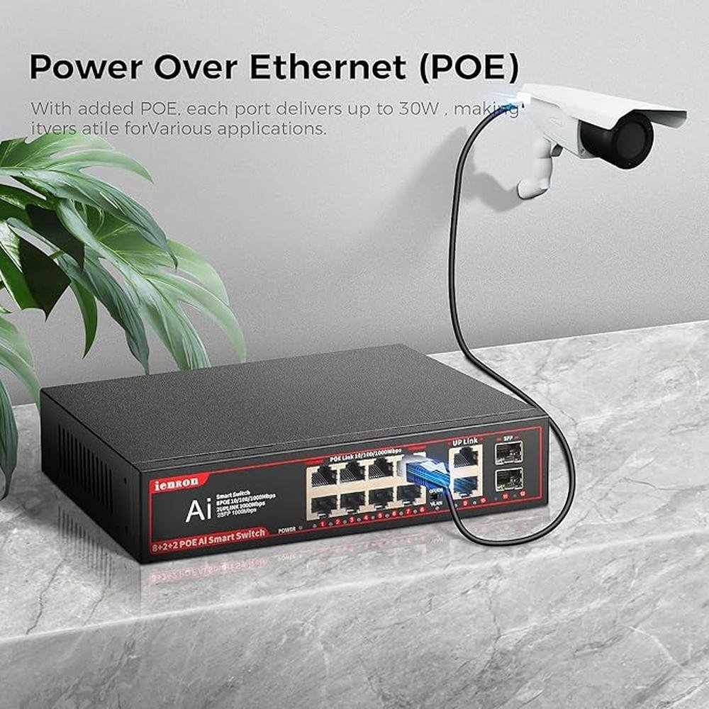 POE Gigabit Switch 8 Ports with 2 Uplink and 2 1.25G SFP – Packaging