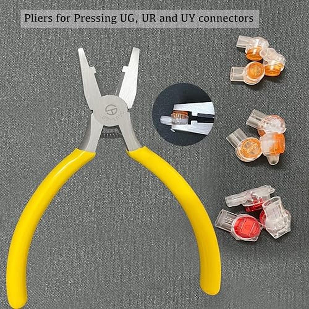Connector Crimping Pliers: 6-Inch Pressing Plier with Wire – In Use