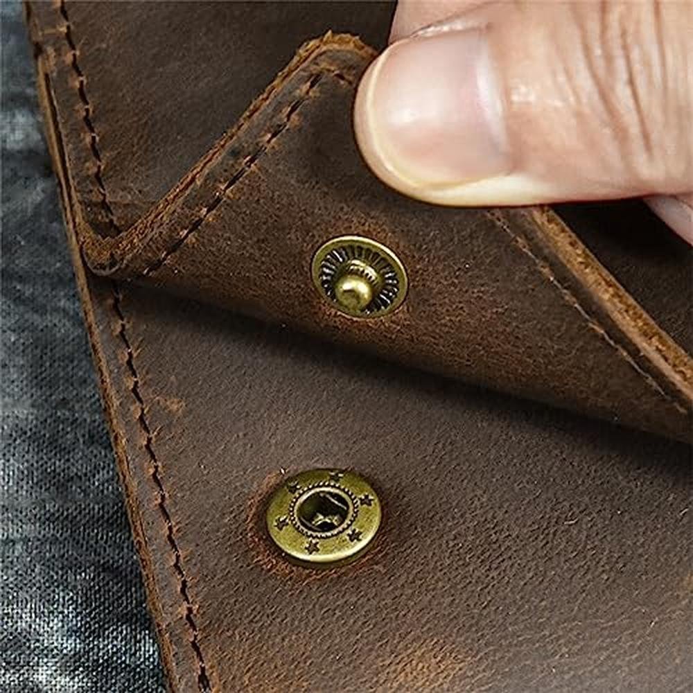 Men Leather Wallet: WBQMUNY Tri-fold Vintage Biker Cowhide – Packaging