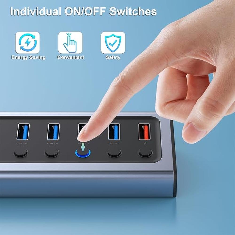 BENFEI 8-Port USB Hub with Power Adapter – Packaging