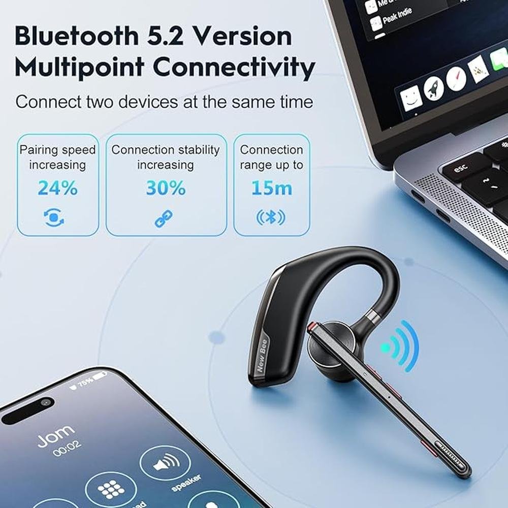 New bee Bluetooth Headset: Wireless Bluetooth Earpiece for – Packaging