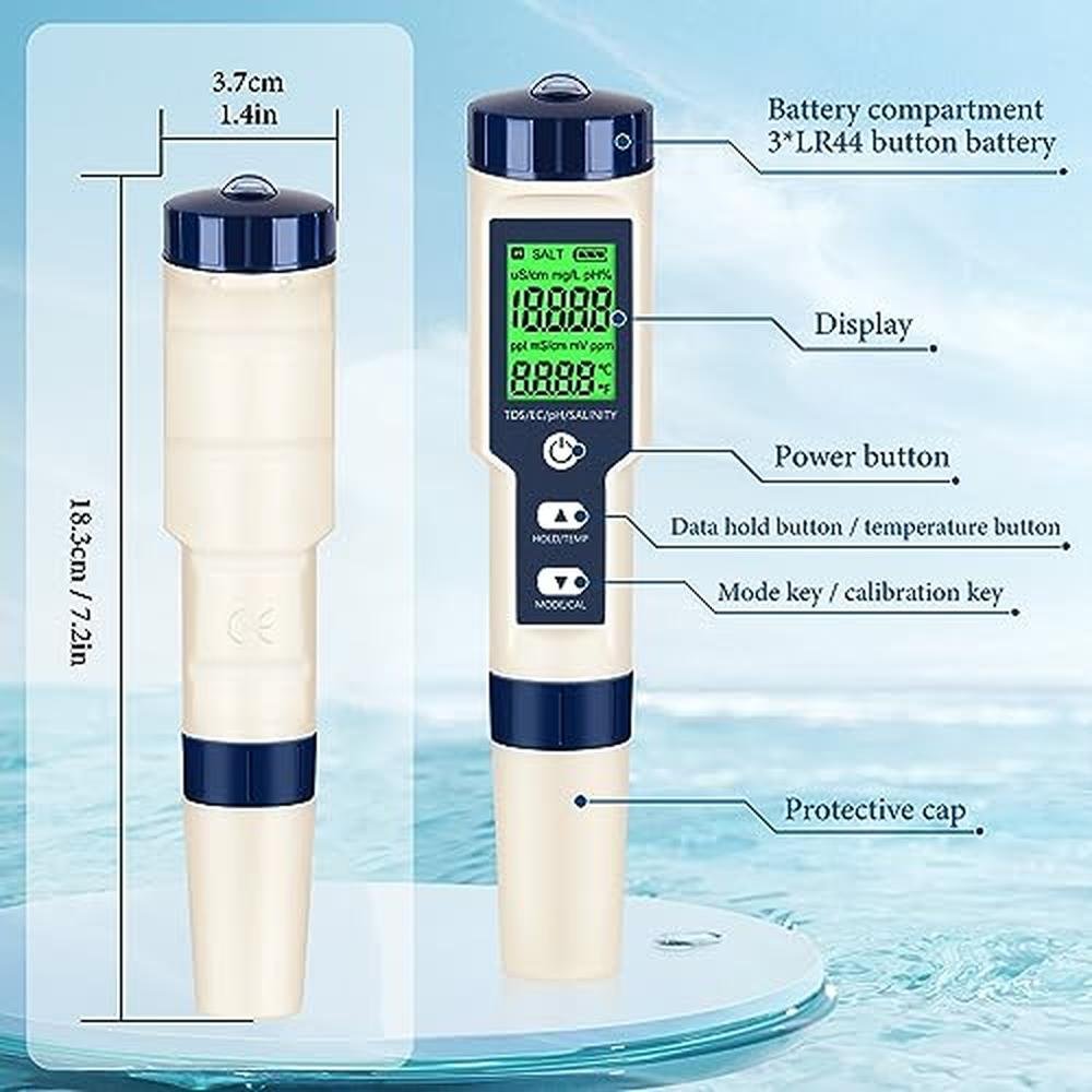 High-End Digital Water Tester 5 in 1 – Packaging