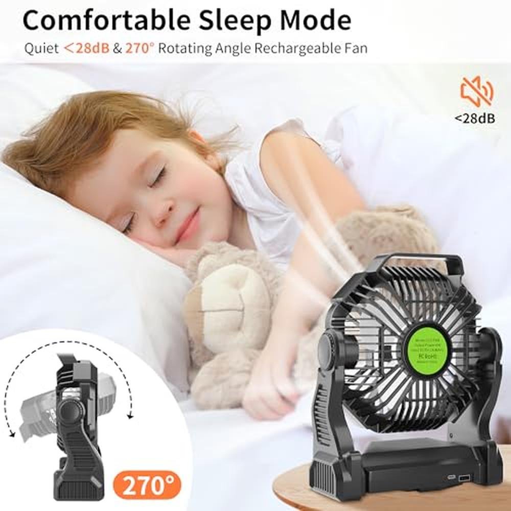 Portable Camping Fan: TDLOL Rechargeable 270 Pivot LED Light – Packaging