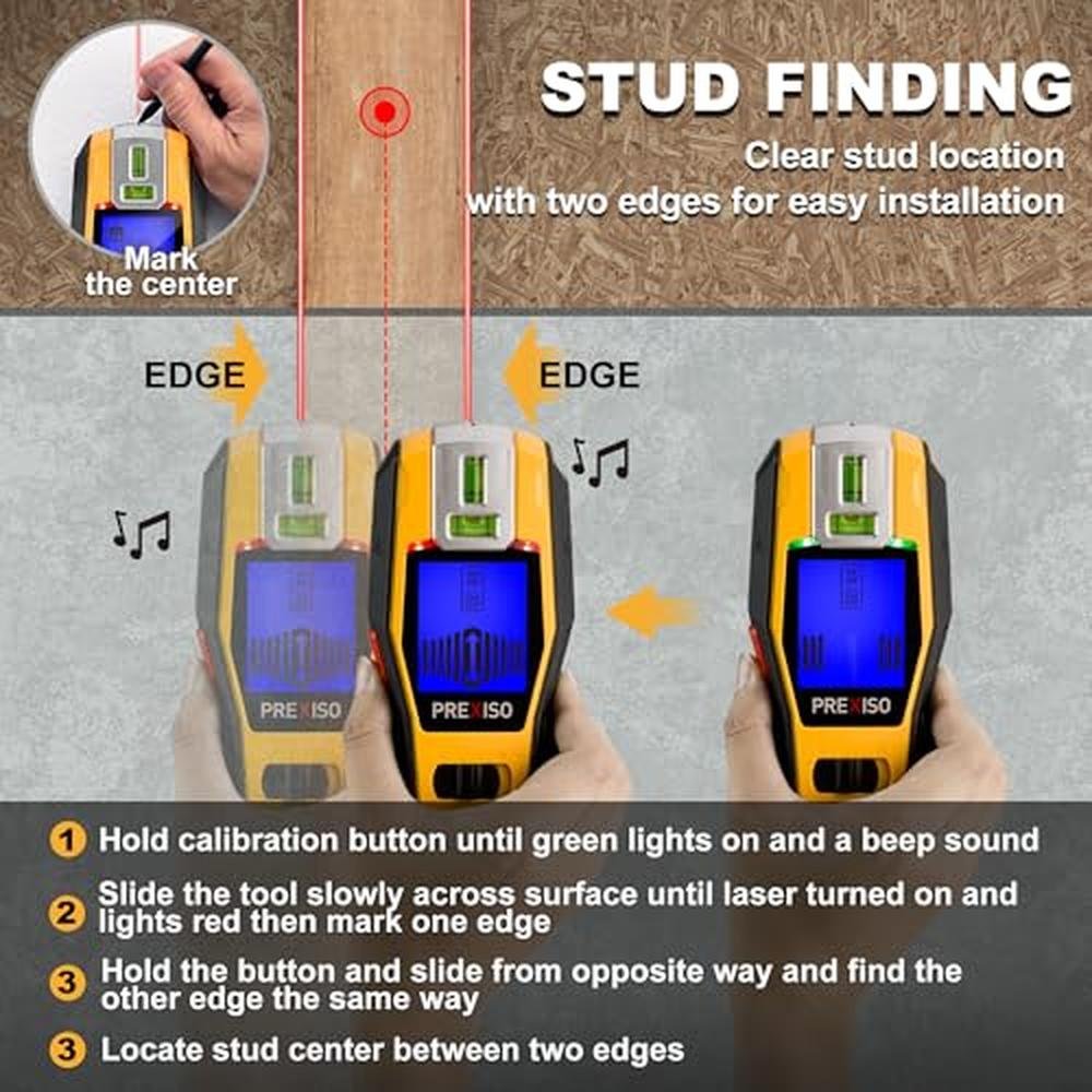 Stud Laser: PREXISO 2-in-1 Stud Finder with Laser Level – Packaging