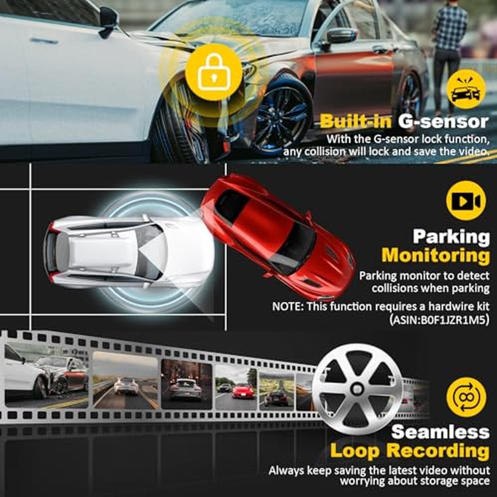 Dash Cam: 4K+2.5K Dual Channel Dash Camera for Cars with – Packaging