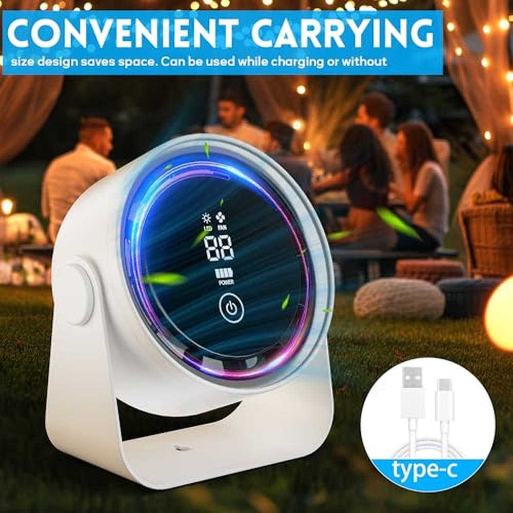 Small Desk Fan: Battery Powered White Low Noise Quiet Smart – Packaging
