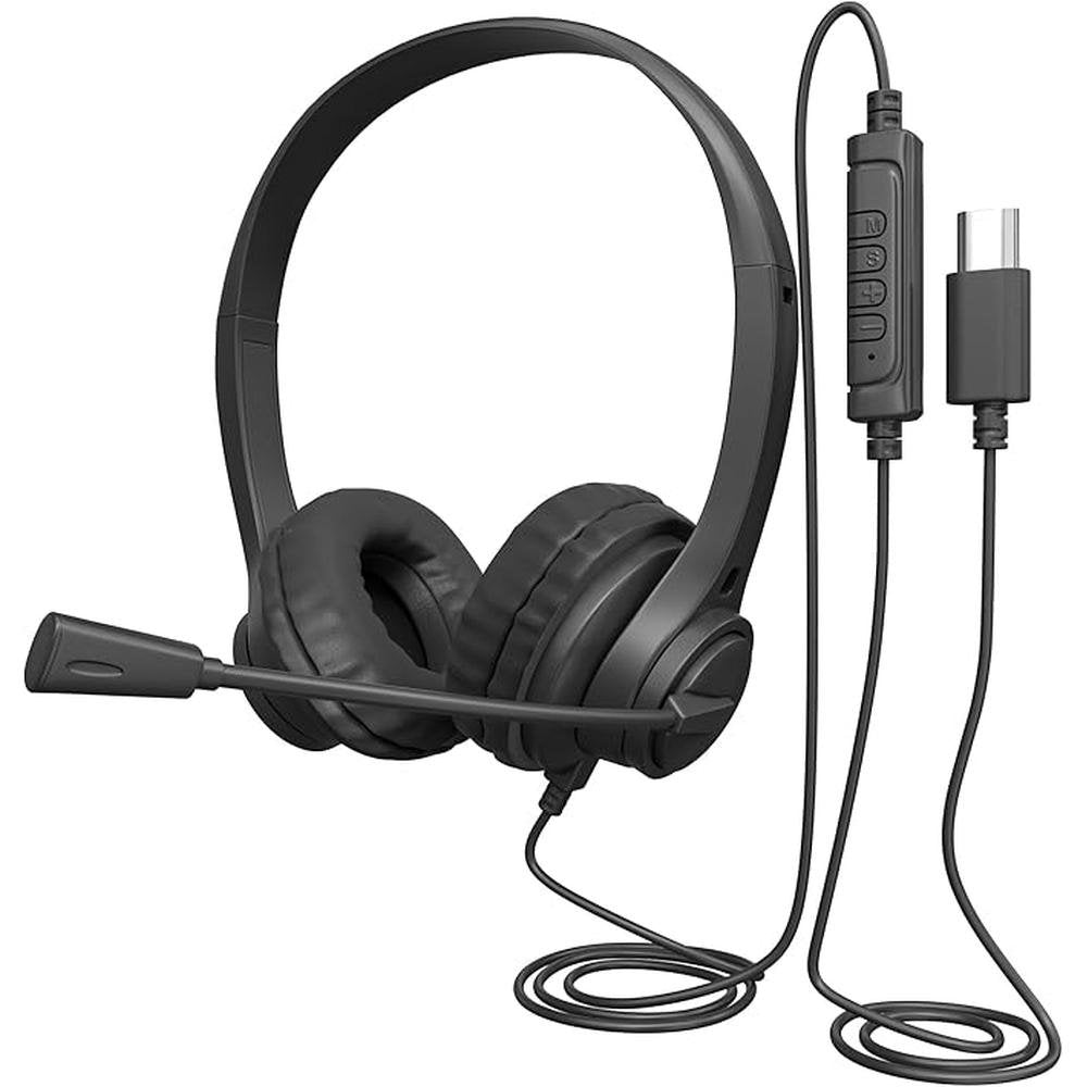 Wired On Ear USB-C Headset with Rotating Boom Mic – Front View