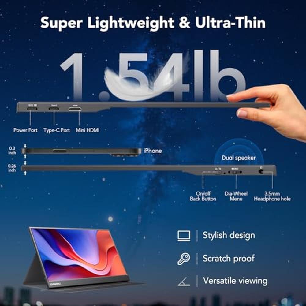 Gaming Monitor Lumipix Portable 15.6 Inch 1080P FHD IPS – Packaging