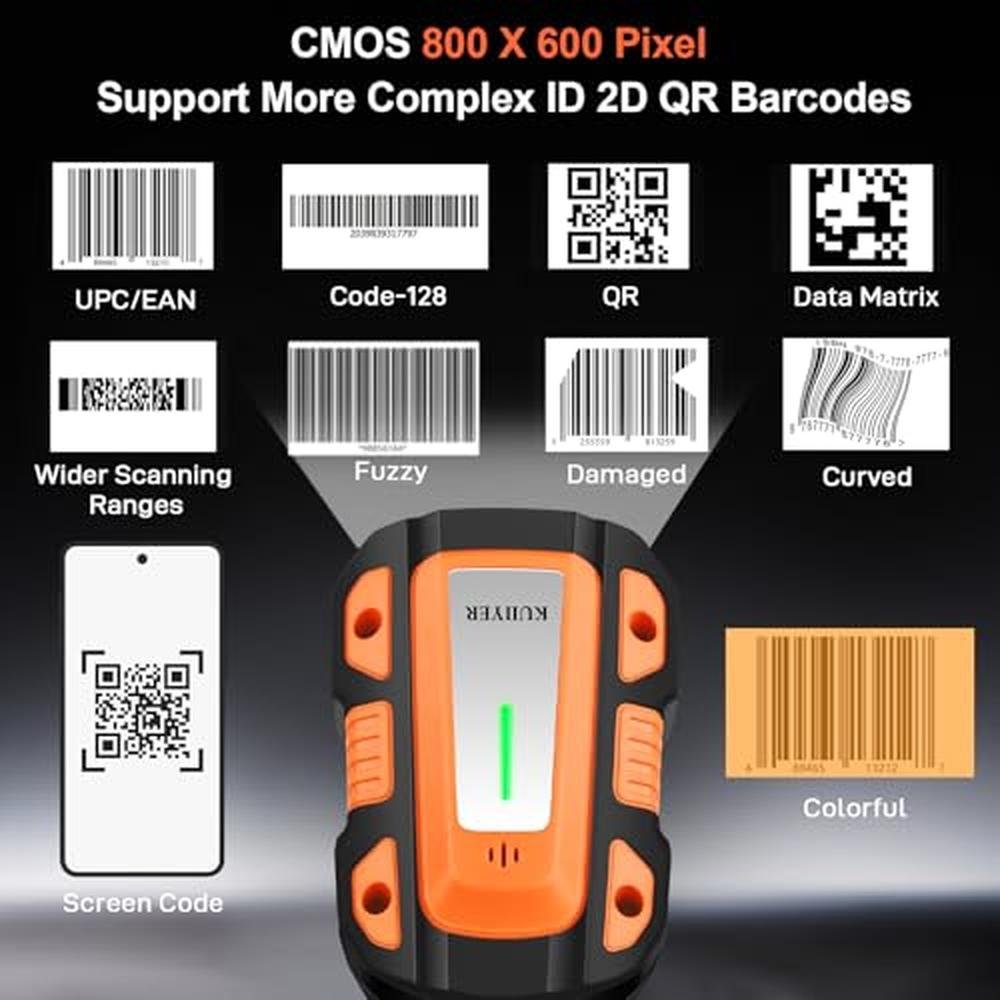 Barcode KUIIYER: KUIIYER 1D QR 2D Industrial Barcode Scanner – Packaging