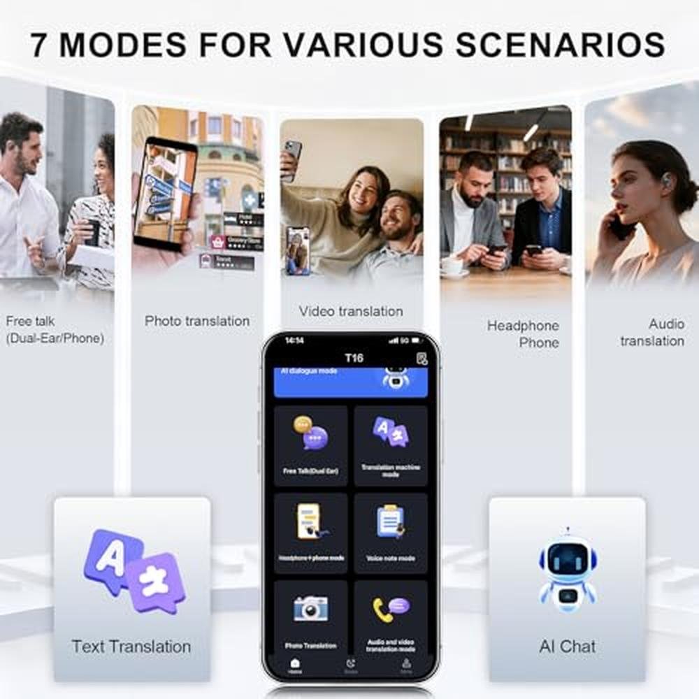 Translation Earbuds: AI-Powered Real-Time LCD Touchscreen – Packaging