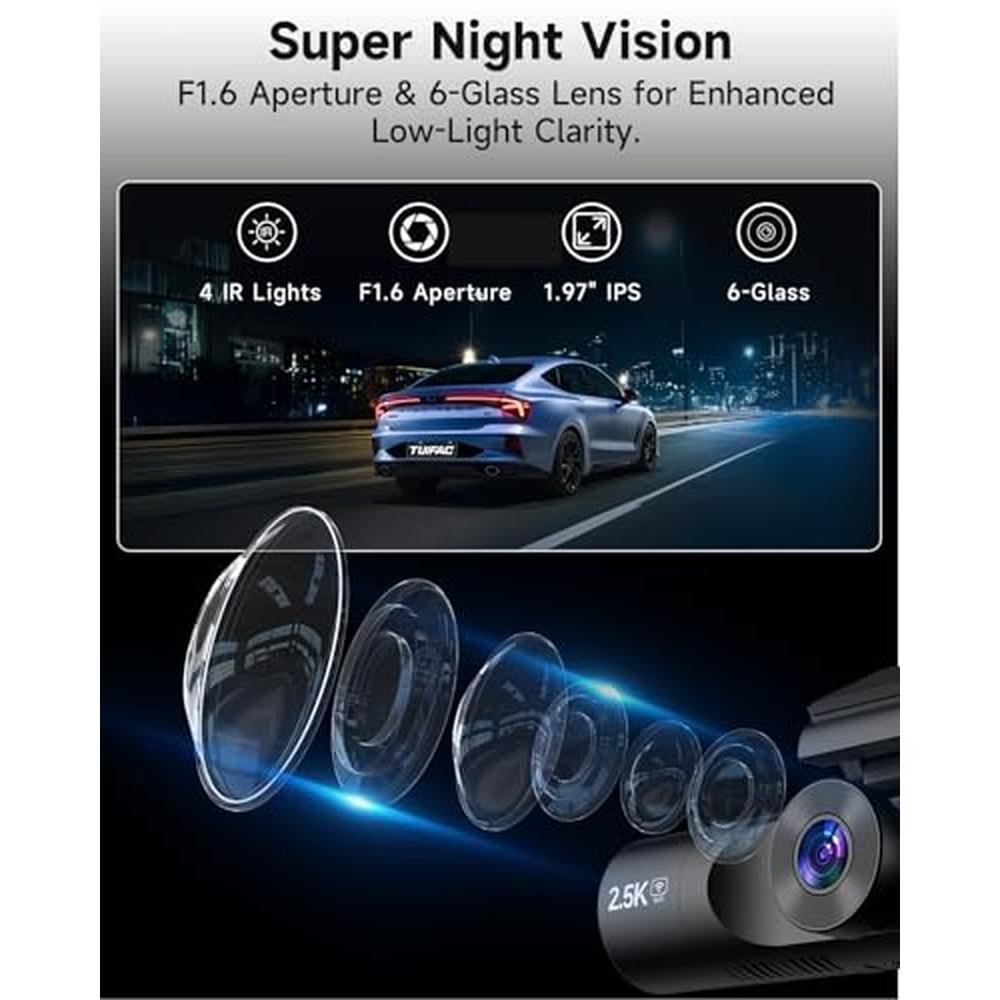 Dash Cam: TUIFAC 3 Channel Dash Camera Front and Rear 2.5K – Packaging