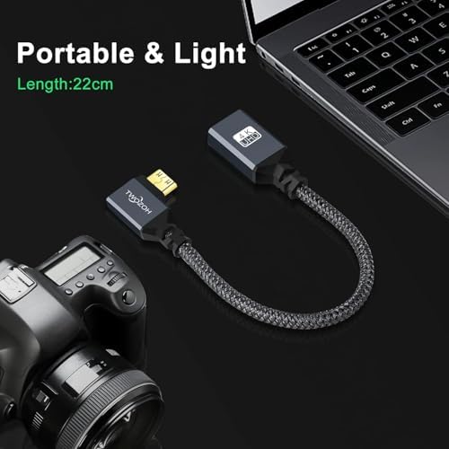 Twozoh 90 Left Angle Mini HDMI to HDMI Adapter Cable – Size Reference