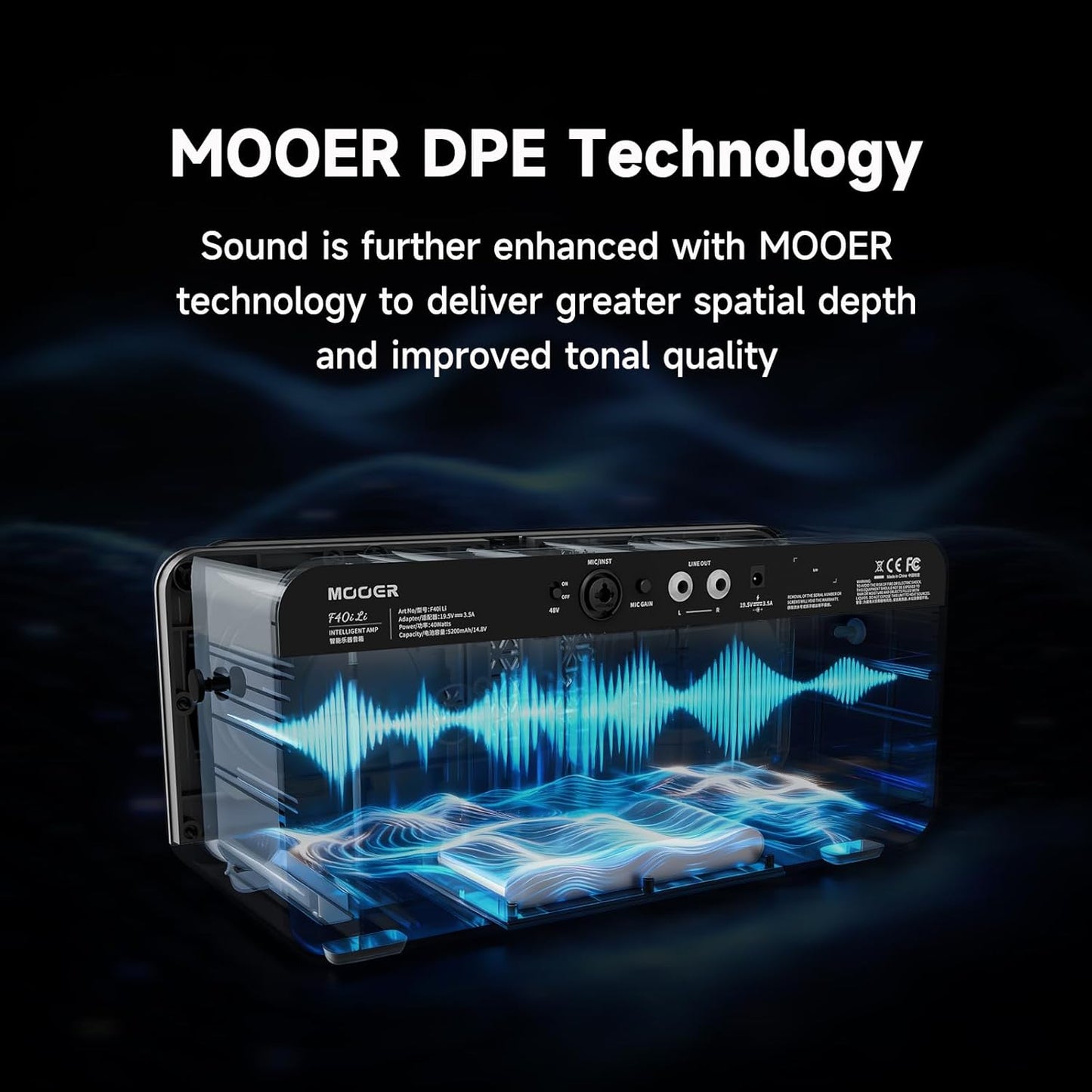 MOOER F40i Smart Guitar Amp 40W Touching Screen – Size Reference