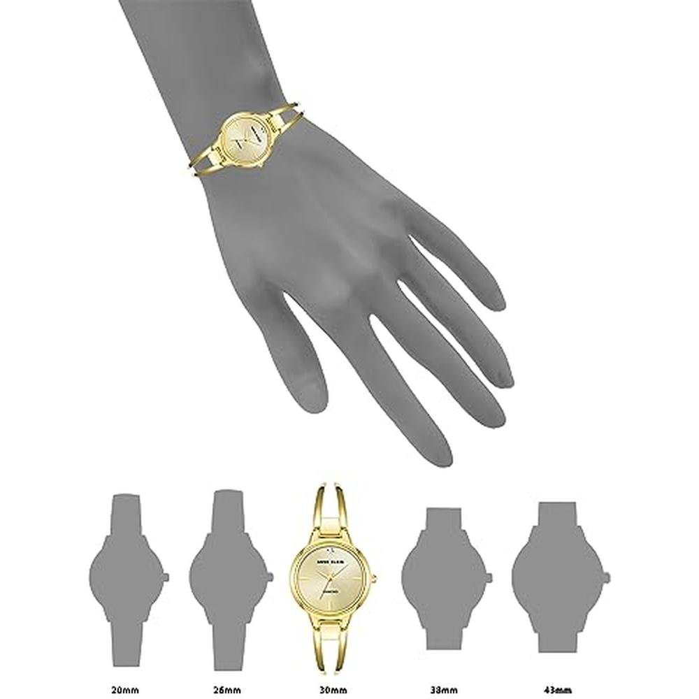 Anne Klein Women's Genuine Diamond Dial Bangle Watch Gold – Close-up Detail