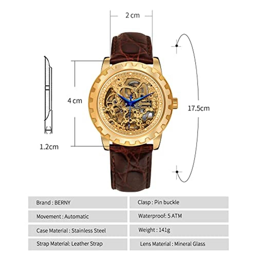 BERNY Gold Watches for Men: Automatic Mechanical Wristwatch – Packaging